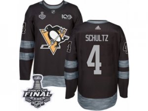 Mens Adidas Pittsburgh Penguins #4 Justin Schultz Premier Black 1917-2017 100th Anniversary 2017 Stanley Cup Final NHL Jersey