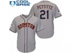 Houston Astros #21 Andy Pettitte Replica Grey Road 2017 World Series Bound Cool Base MLB Jersey