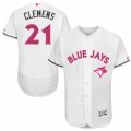 Mens Majestic Toronto Blue Jays #21 Roger Clemens Authentic White 2016 Mothers Day Fashion Flex Base MLB Jersey