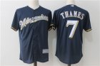 Brewers #7 Eric Thames Navy Cool Base Jersey