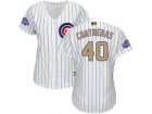 Womens Chicago Cubs #40 Willson Contreras White(Blue Strip) 2017 Gold Program Cool Base Stitched MLB Jersey