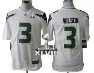 Nike Seahawks #3 Russell Wilson White Super Bowl XLVIII NFL Limited Jersey