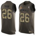 Mens Nike Cincinnati Bengals #26 Josh Shaw Limited Green Salute to Service Tank Top NFL Jersey