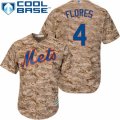 Mens Majestic New York Mets #4 Wilmer Flores Replica Camo Alternate Cool Base MLB Jersey