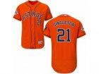 Houston Astros #21 Jon Singleton Authentic Orange Alternate 2017 World Series Bound Flex Base MLB Jersey