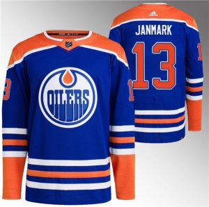 Men\'s Edmonton Oilers #13 Mattias Janmark Royal Stitched Jersey