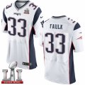 Mens Nike New England Patriots #33 Kevin Faulk Elite White Super Bowl LI 51 NFL Jersey