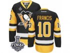 Mens Reebok Pittsburgh Penguins #10 Ron Francis Authentic Black Gold Third 2017 Stanley Cup Final NHL Jersey