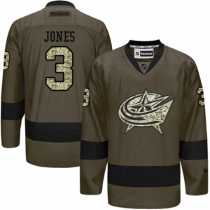 Mens Reebok Columbus Blue Jackets #3 Seth Jones Authentic Green Salute to Service NHL Jersey