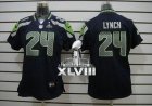Nike Seattle Seahawks #24 Marshawn Lynch Steel Blue Team Color Super Bowl XLVIII Women NFL Limited Jersey