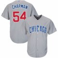 Mens Majestic Chicago Cubs #54 Aroldis Chapman Replica Grey Road Cool Base MLB Jersey