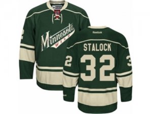 Mens Reebok Minnesota Wild #32 Alex Stalock Authentic Green Third NHL Jersey