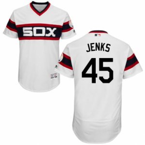 Men\'s Majestic Chicago White Sox #45 Bobby Jenks White Flexbase Authentic Collection MLB Jersey