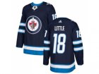 Men Adidas Winnipeg Jets #18 Bryan Little Navy Blue Home Authentic Stitched NHL Jersey
