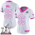 Womens Nike New England Patriots #39 Montee Ball Limited White Pink Rush Fashion Super Bowl LI 51 NFL Jersey