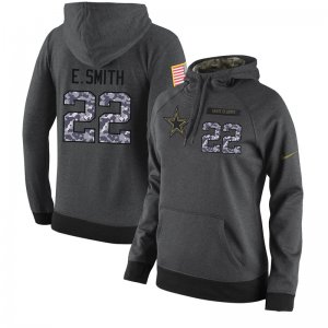 NFL Women\'s Nike Dallas Cowboys #22 Emmitt Smith Stitched Black Anthracite Salute to Service Player Performance Hoodie