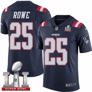 Mens Nike New England Patriots #25 Eric Rowe Limited Navy Blue Rush Super Bowl LI 51 NFL Jersey