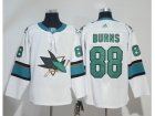 Men Adidas San Jose Sharks #88 Brent Burns White Road Authentic Stitched NHL Jersey