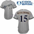 Men's Majestic Milwaukee Brewers #15 Will Middlebrooks Authentic Grey Road Cool Base MLB Jersey