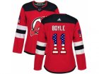 Women Adidas New Jersey Devils #11 Brian Boyle Red Home Authentic USA Flag Stitched NHL Jersey
