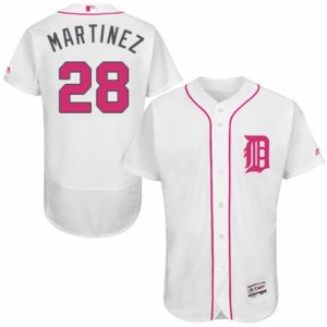 Men\'s Majestic Detroit Tigers #28 J. D. Martinez Authentic White 2016 Mother\'s Day Fashion Flex Base MLB Jersey