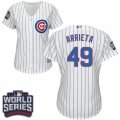 Women's Majestic Chicago Cubs #49 Jake Arrieta Authentic White Home 2016 World Series Bound Cool Base MLB Jersey