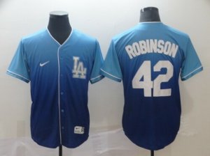 Dodgers #42 Jackie Robinson Blue Drift Fashion Jersey