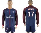 2017-18 Paris Saint-Germain 17 MAXWELL Home Long Sleeve Soccer Jersey