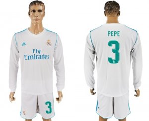 2017-18 Real Madrid 3 PEPE Home Long Sleeve Soccer Jersey