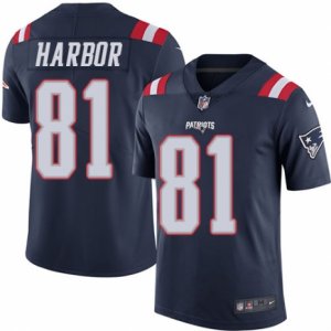 Mens Nike New England Patriots #81 Clay Harbor Limited Navy Blue Rush NFL Jersey