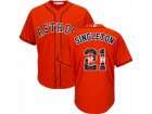 Houston Astros #21 Jon Singleton Authentic Orange Team Logo Fashion Cool Base MLB Jersey
