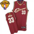 Men's Adidas Cleveland Cavaliers #33 Shaquille O'Neal Authentic Red Throwback 2016 The Finals Patch NBA Jersey