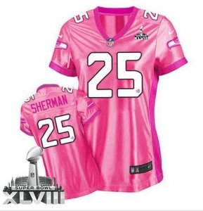 Nike Seattle Seahawks #25 Richard Sherman Pink Super Bowl XLVIII Women Be Luv\'d Stitched NFL New Elite Jersey
