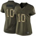 Women Nike New York Giants #10 Eli Manning Green Salute to Service Jerseys