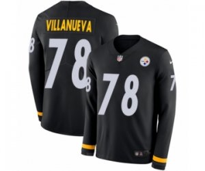 Men\'s Nike Pittsburgh Steelers #78 Alejandro Villanueva Limited Black Therma Long Sleeve NFL Jersey