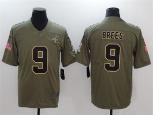 Nike Saints #9 Drew Brees Olive Salute To Service Limited Jersey