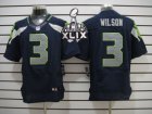 2015 Super Bowl XLIX Nike NFL Seattle Seahawks #3 Wilson Blue Jerseys(Elite)