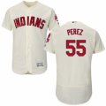 Mens Majestic Cleveland Indians #55 Roberto Perez Cream Flexbase Authentic Collection MLB Jersey