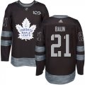 Mens Toronto Maple Leafs #21 Bobby Baun Black 1917-2017 100th Anniversary Stitched NHL Jersey