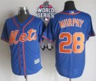 New York Mets #28 Daniel Murphy Blue Alternate Home New Cool Base W 2015 World Series Patch Stitched MLB Jersey