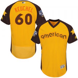 Mens Majestic Houston Astros #60 Dallas Keuchel Yellow 2016 All-Star American League BP Authentic Collection Flex Base MLB Jersey