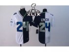 2015 Super Bowl XLIX Nike Women Seattle Seahawks #24 Marshawn Lynch blue-white jerseys[Elite split]