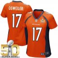 Women Nike Broncos #17 Brock Osweiler Orange Team Color Super Bowl 50 Stitched NFL Jersey
