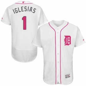Men\'s Majestic Detroit Tigers #1 Jose Iglesias Authentic White 2016 Mother\'s Day Fashion Flex Base MLB Jersey
