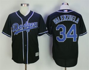 Dodgers #34 Fernando Valenzuela Black Cool Base Jersey