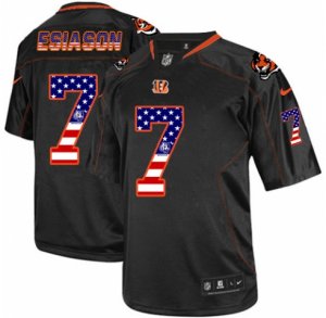 Men\'s Nike Cincinnati Bengals #7 Boomer Esiason Elite Black USA Flag Fashion NFL Jersey