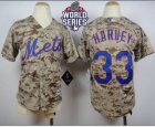 Youth New York Mets #33 Matt Harvey Camo Alternate Cool Base W 2015 World Series Patch Stitched MLB Jersey