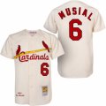 Mens Mitchell and Ness 1963 St. Louis Cardinals #6 Stan Musial Authentic Cream Throwback MLB Jersey