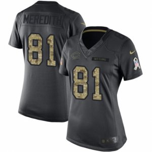 Womens Nike Chicago Bears #81 Cameron Meredith Limited Black 2016 Salute to Service NFL Jersey