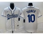 Men's Los Angeles Dodgers #10 Justin Turner White Cool Base Stitched Baseball Jersey1